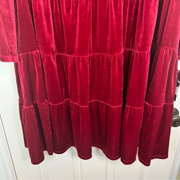 NWT Maison Tara Crushed Velvet Baby Doll Cherry Red Dress Size 24W Wedding Prom - Picture 6 of 11